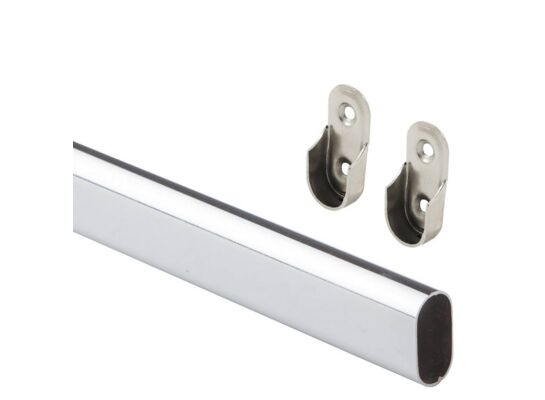 Drążek owalny z mocowaniami, L=150 cm chrom