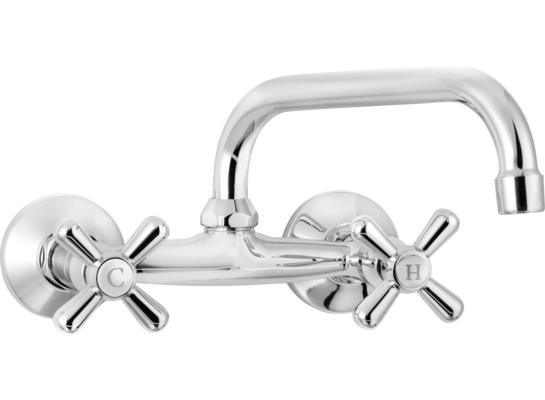 Bateria umywalkowa Symetrio chromowana ścienna