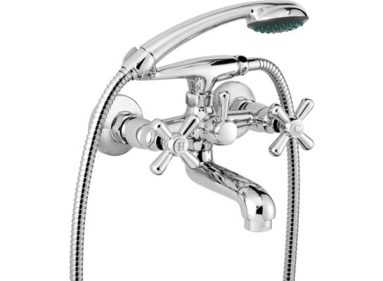 Bateria wannowa Symetrio chromowana z kompletem natryskowym