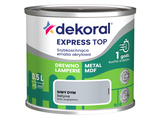 Szybkoschnąca emalia akrylowa EXPRESS TOP Siwy dym 0,5 l Dekoral