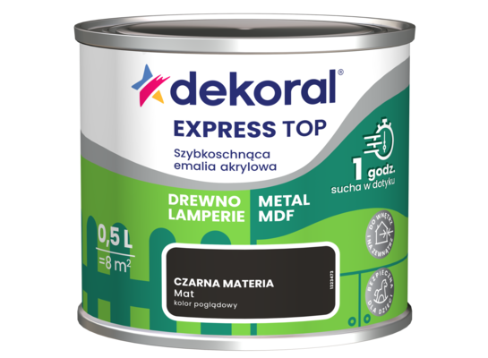 Szybkoschnąca emalia akrylowa EXPRESS TOP Czarna materia mat 0,5 l Dekoral