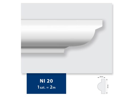 Listwa sufitowa z polistyrenu NI 20, 4 sztuki 200 x 2 x 2 cm biały DMS 