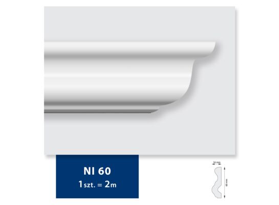Listwa sufitowa z polistyrenu NI 60, 2 sztuki 200 x 6 x 1,6 cm biały DMS