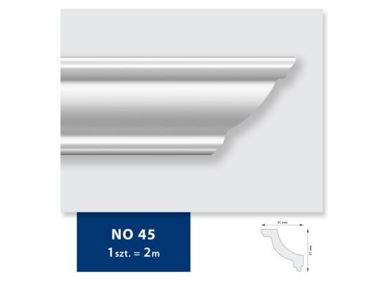 Listwa sufitowa z polistyrenu NO 45, 2 sztuki 200 x 4,1 x 4,1 biały DMS