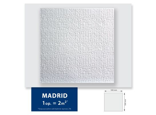 Kaseton sufitowy ze styropianu Madrid 2 m² 50 x 50 cm biały DMS 