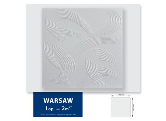 Kaseton sufitowy ze styropianu Warsaw 2 m² 50 x 50 cm biały DMS 