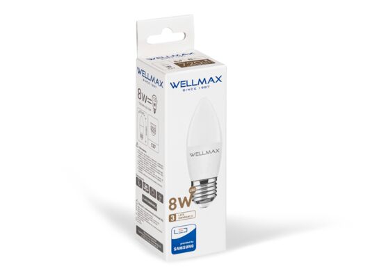 Żarówka ledowa Wellmax Samsung świeczka LED E-27 8 W neutralna