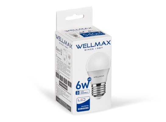 Żarówka ledowa Wellmax Samsung kulka LED E-27 6 W barwa zimna