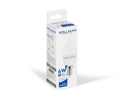 Żarówka ledowa Wellmax Samsung świeczka LED E-14 6 W zimna