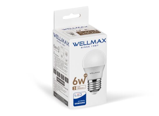 Żarówka ledowa Wellmax Samsung kulka LED E-27 6 W barwa neutralna