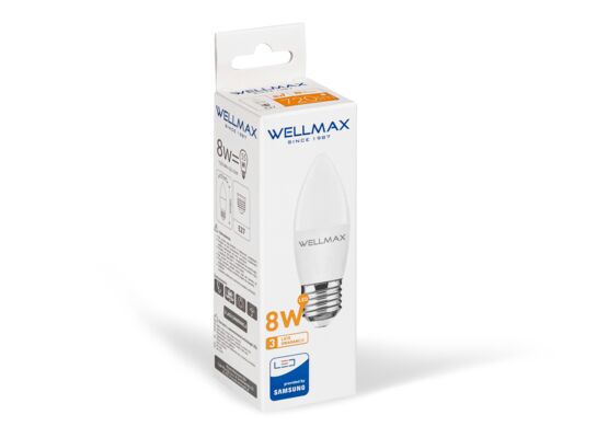 Żarówka ledowa Wellmax Samsung świeczka LED E-27 8 W ciepła