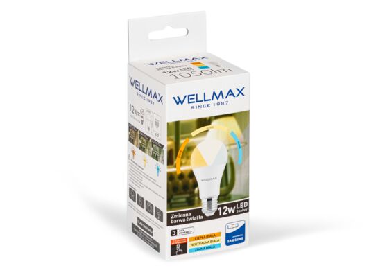 Żarówka ledowa Wellmax Samsung tradycyjna LED E-27 12 W 3X kolor