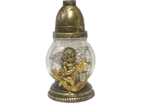 Znicz szklany LW L-555 21 cm Aniołek złoty CIECIERSKI