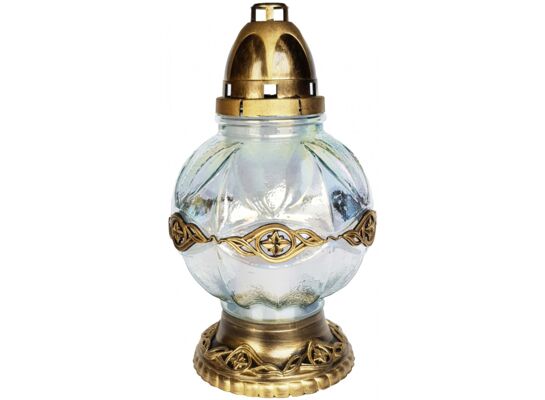 Znicz szklany 200 G 33 cm złoty