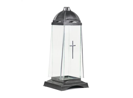 Lampion szklany z lusterkiem 39 cm mix