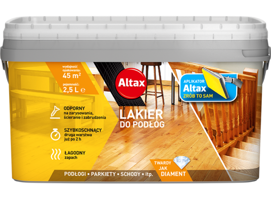 Lakier do podłóg twardy jak diament 2,5 l palisander półmat z aplikatorem Altax