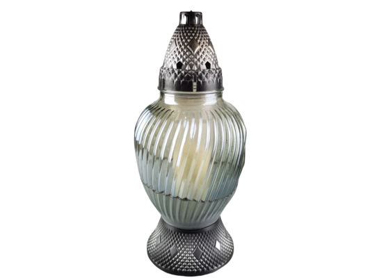 Znicz szklany prążki P 29,5 cm przezroczysty