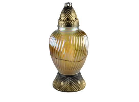 Znicz szklany prążki Z 29,5 cm żółty