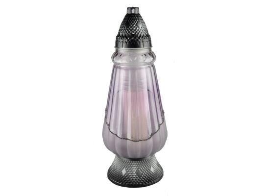 Znicz szklany stożek F 35 cm fioletowy