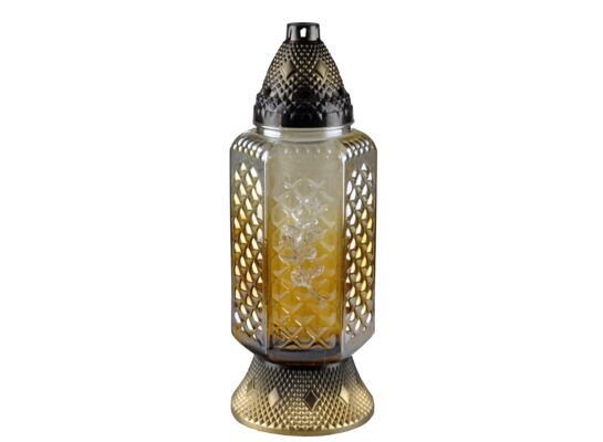 Znicz szklany kapliczka z różą B 33 cm beżowy