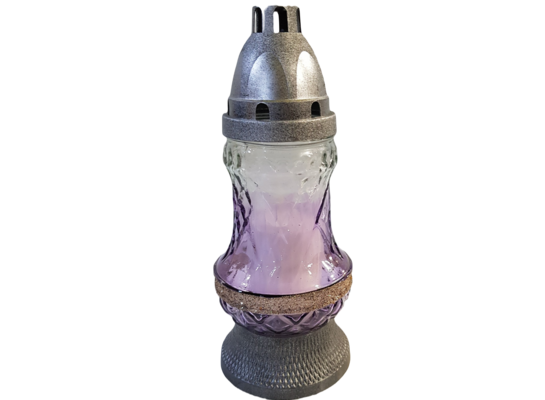 Znicz szklany flakonik F 24,5 cm fioletowy