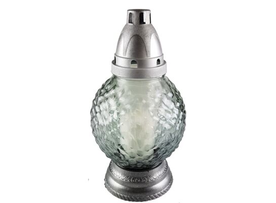 Znicz szklany kulka G 25 cm grafitowy