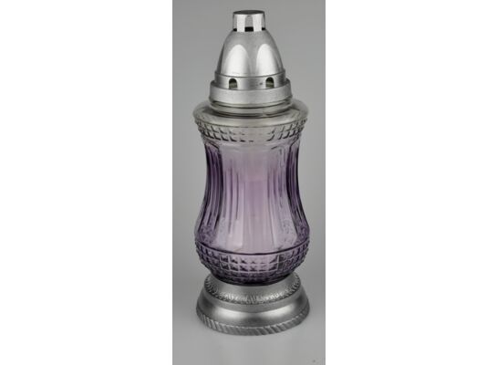 Znicz szklany flakonik F 28,5 cm fioletowy