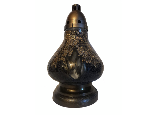 Znicz witraż mini karafa płomień FIREMINI2 33 cm czarno-złoty