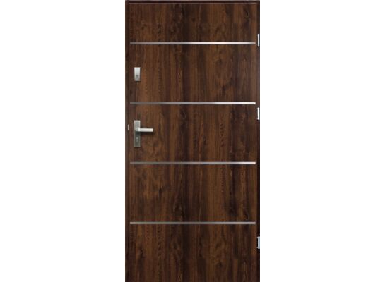 Drzwi zewnętrzne ATENA pełne inox orzech 90 prawe RADEX