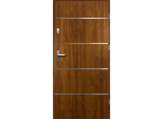 Drzwi zewnętrzne ATENA pełne inox złoty dąb 90 prawe RADEX