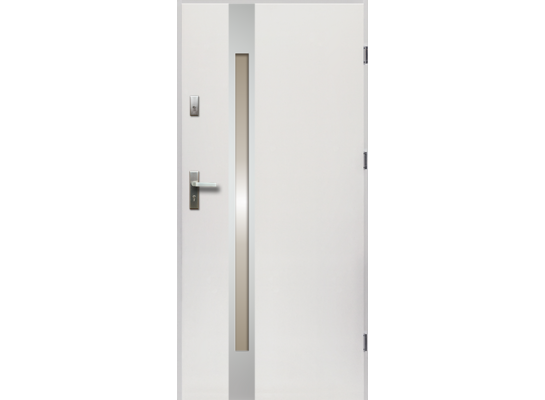 Drzwi zewnętrzne TEMIDAS stopsol inox białe 80 prawe RADEX