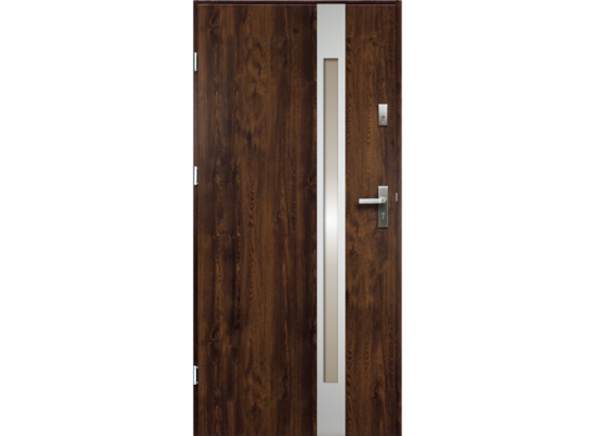 Drzwi zewnętrzne TEMIDAS stopsol inox ciemny orzech 90 lewe RADEX