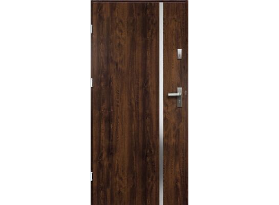 Drzwi zewnętrzne HEBE pełne inox orzech 80 lewe RADEX
