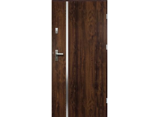 Drzwi zewnętrzne HEBE pełne inox orzech 90 prawe RADEX