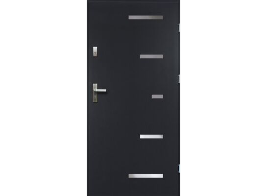 Drzwi zewnętrzne SPARTA pełne inox antracyt 90 prawe RADEX
