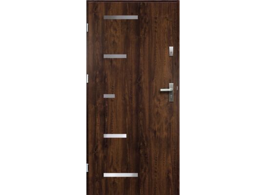 Drzwi zewnętrzne SPARTA pełne inox orzech 90 lewe RADEX