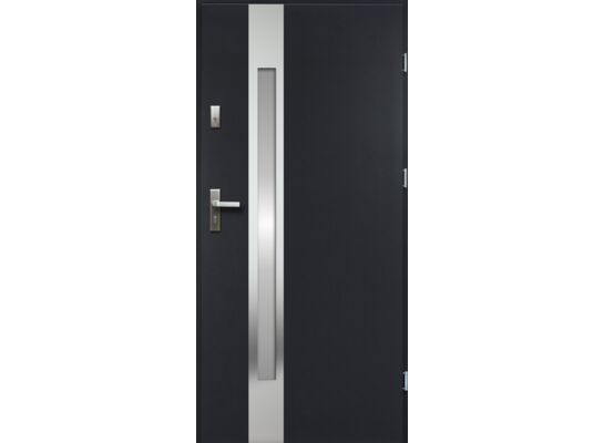 Drzwi zewnętrzne TEMIADA lakomat inox antracyt 80 prawe RADEX