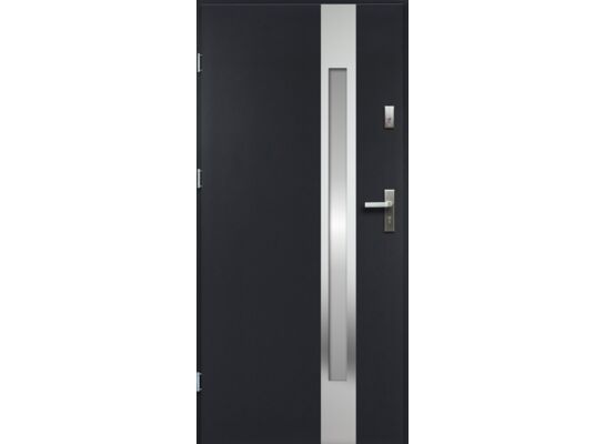 Drzwi zewnętrzne TEMIADA lakomat inox antracyt 90 prawe RADEX