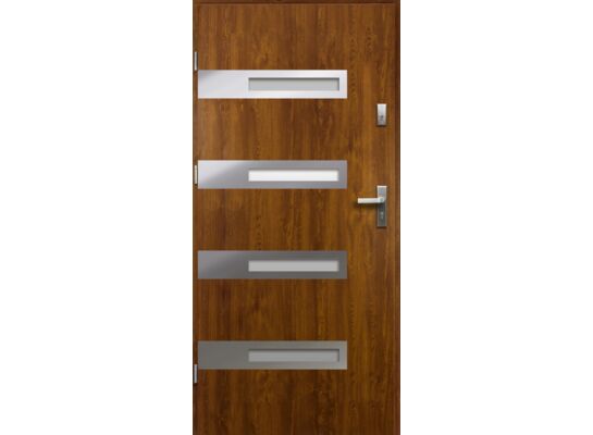 Drzwi zewnętrzne REA lakomat inox złoty dąb 90 lewe RADEX