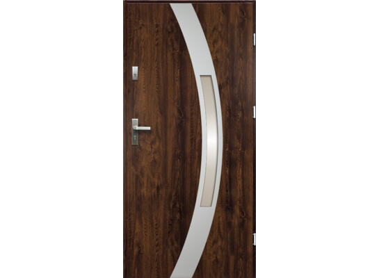 Drzwi zewnętrzne IDALIA stopsol inox orzech 90 prawe RADEX
