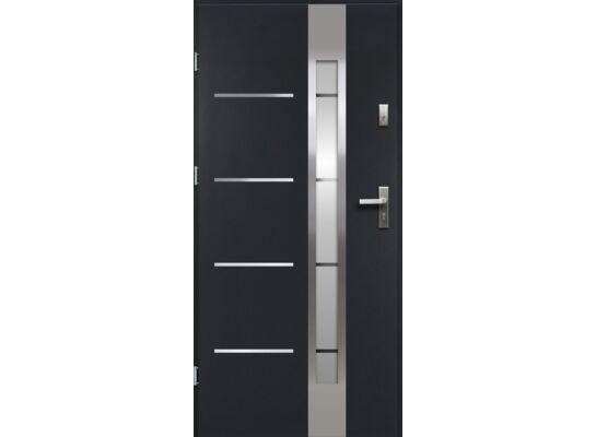 Drzwi zewnętrzne LUNA lak-pas inox antracyt 90 lewe RADEX