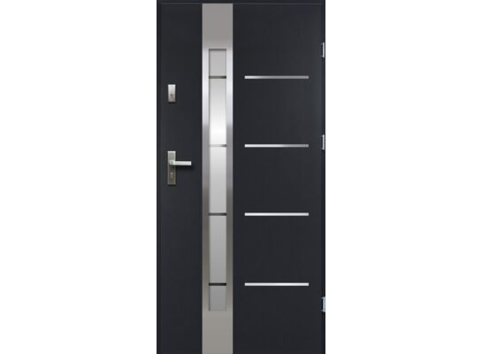 Drzwi zewnętrzne LUNA lak-pas inox antracyt 90 prawe RADEX