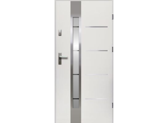 Drzwi zewnętrzne LUNA lak-pas inox białe 80 prawe RADEX