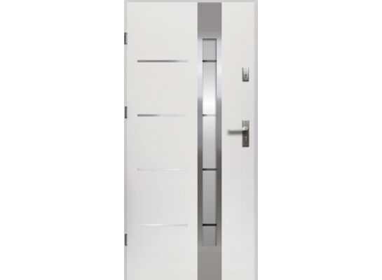 Drzwi zewnętrzne LUNA lak-pas inox białe 90 lewe RADEX