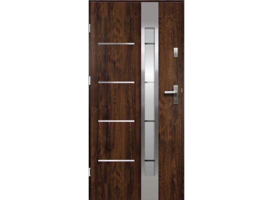 Drzwi zewnętrzne LUNA lak-pas inox orzech 80 lewe RADEX
