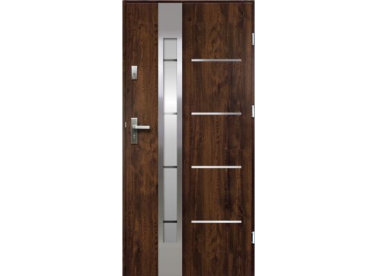 Drzwi zewnętrzne LUNA lak-pas inox orzech 90 prawe RADEX