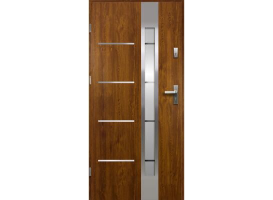 Drzwi zewnętrzne LUNA lak-pas inox złoty dąb 90 lewe RADEX