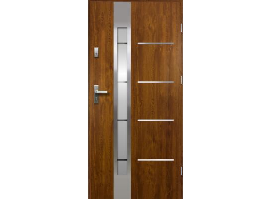 Drzwi zewnętrzne LUNA lak-pas inox złoty dąb 90 prawe RADEX