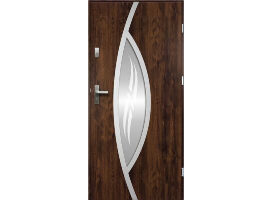 Drzwi zewnętrzne GAJA lakomat inox orzech 90 prawe RADEX