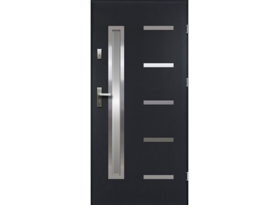 Drzwi zewnętrzne JUVENTUS lakomat inox antracyt 80 prawe RADEX